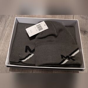 Michael Kors Gray Scarf and Beanie Set